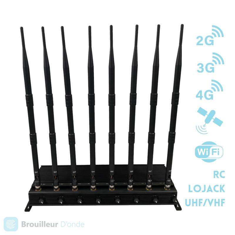Brouilleur D'onde 16 Antennes Puissance 40W Brouillage 3G 4G Wi-Fi GPS  LOJACK